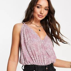 Free People Siren Leopard Print Mauve Bodysuit